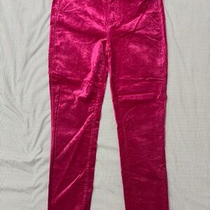 Paige Womens Hoxton Ultra Skinny Velvet Pants Size 32 Fuchsia Pink Jeans